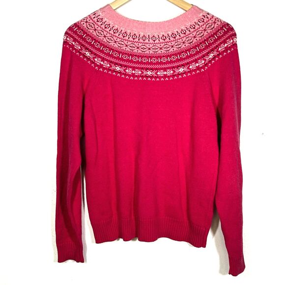Pendleton Fair Isle Sweater Size Medium Pink Crewneck Pullover Nordic Ski Preppy - Picture 8 of 9